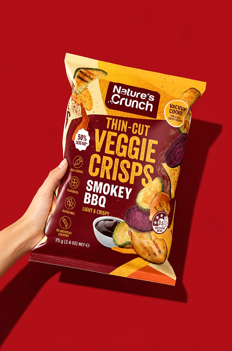 Nature's Crunch Smokey BBQ veggie crisps bag