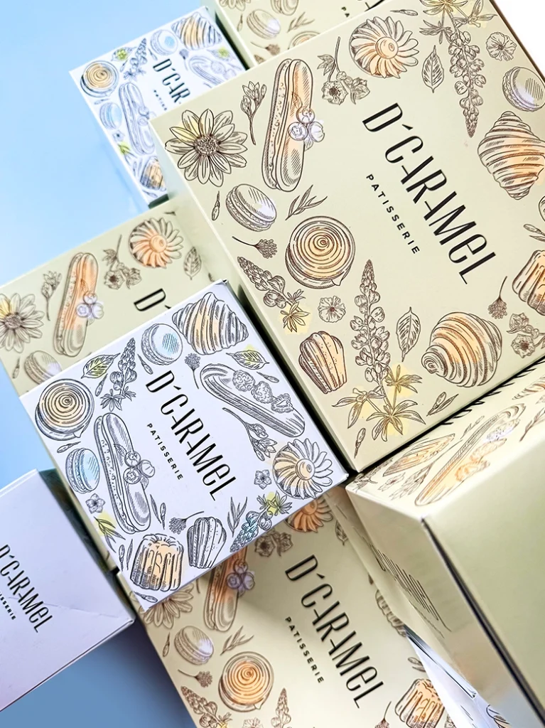 Brand identity and packaging design for a patisserie and bakery