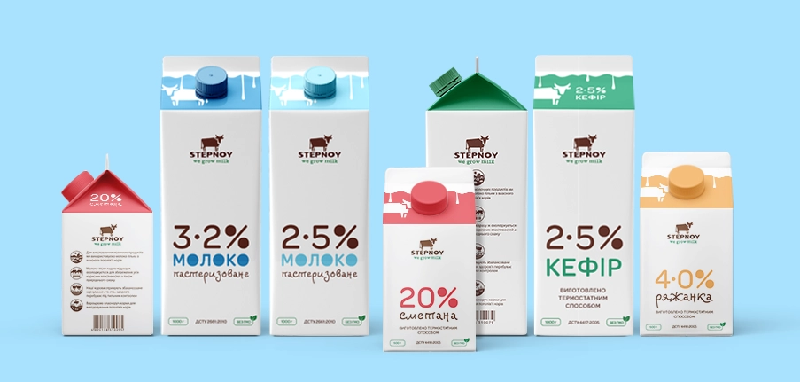 Packaging Design for Stepnoy Dairy Products